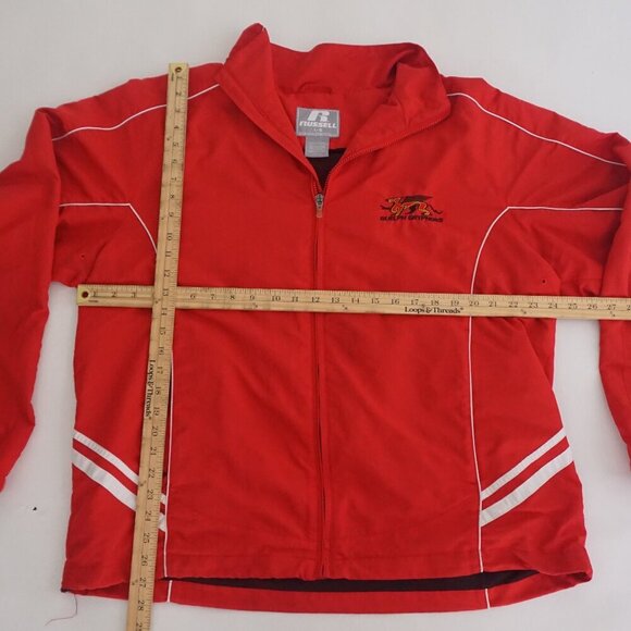 Vintage Russell Athletic Red White Zip Up Windbreaker Nylon Jacket Size Large - Picture 3 of 11